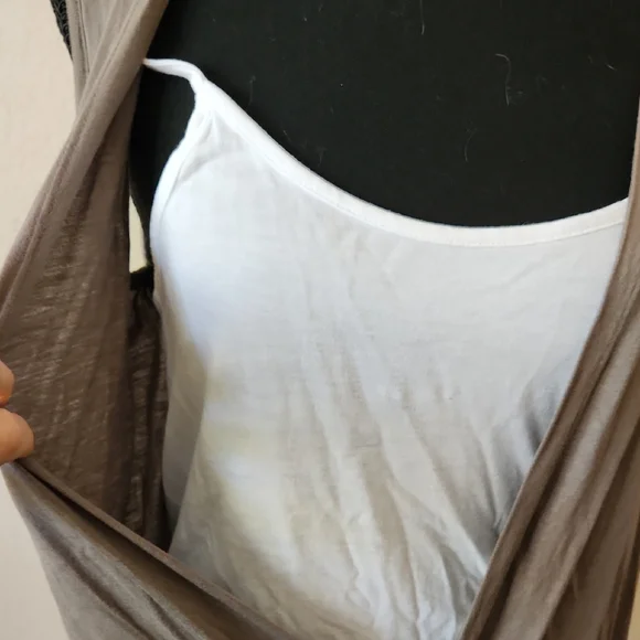Brown and White Wrap Sleeveless Camisole Top - Picture 4 of 4